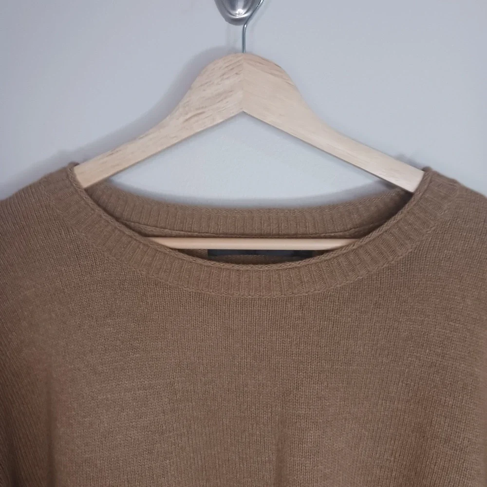 Jenni Kayne Everyday Sweater XL Brown Wool Cashmere Blend Oversized Crew Neck